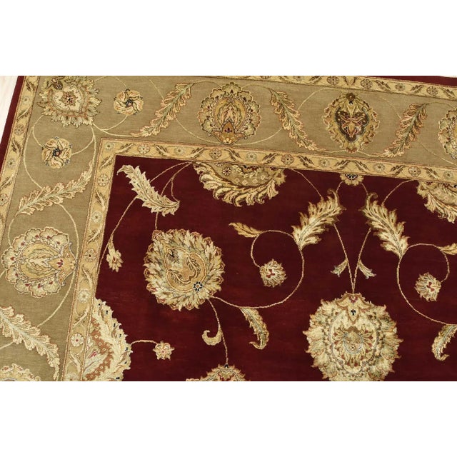 Agra Rug 9’1” X 12’3” Red Wool/Silk Traditional Hand-Knotted Oriental Carpet For Sale In Philadelphia - Image 6 of 12