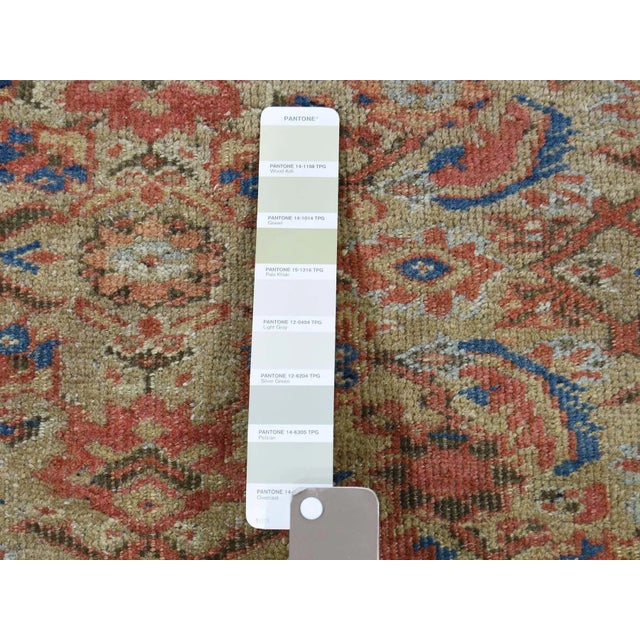 Rustic 1890s Antique Persian Mahal Fish Design & Camel Field Rug For Sale - Image 3 of 13