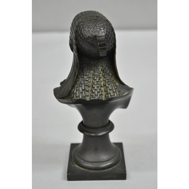 Late 19th Century Antique Egyptian Revival Small 7" Bronze Grand Tour Bust of a Pharaoh For Sale - Image 12 of 12