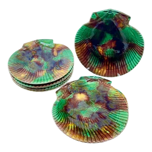 Wedgwood Majolica Tortoiseshell Seafood Plates, Set of 8