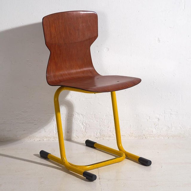 Wood Vintage Yellow Dining Room Chairs, 1950, Set of 4 For Sale - Image 7 of 12
