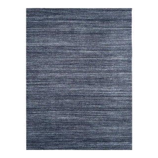 8x10 Gray Hand-Knotted Wool Striated Texture Geometric Modern Carpet Rug For Sale