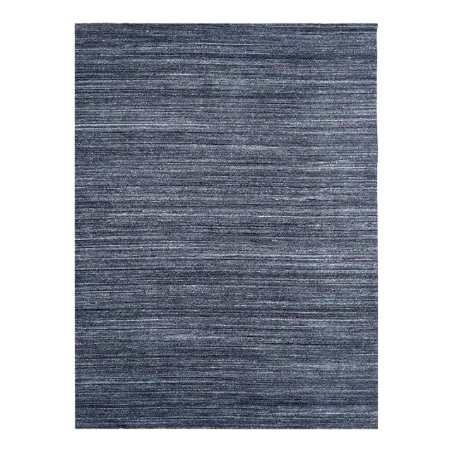 8x10 Gray Hand-Knotted Wool Striated Texture Geometric Modern Carpet Rug For Sale