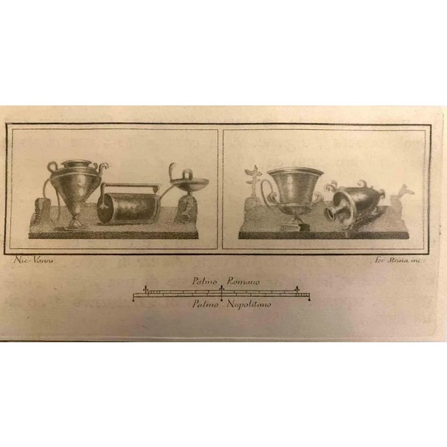 Pompeian Style Jar and Pitcher from "Antiquities of Herculaneum" is an etching on paper realized by Fernando Strina in the...