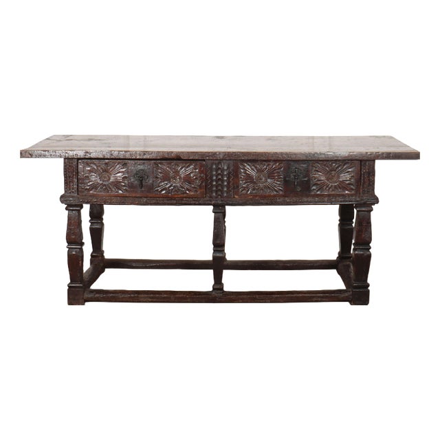 Antique Spanish Oak Console Table, 1600s For Sale