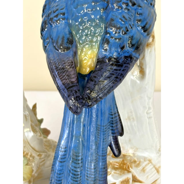 1940's Germany Hand Painted Large Porcelain Parrots- A Mirrored Pair For Sale - Image 15 of 18