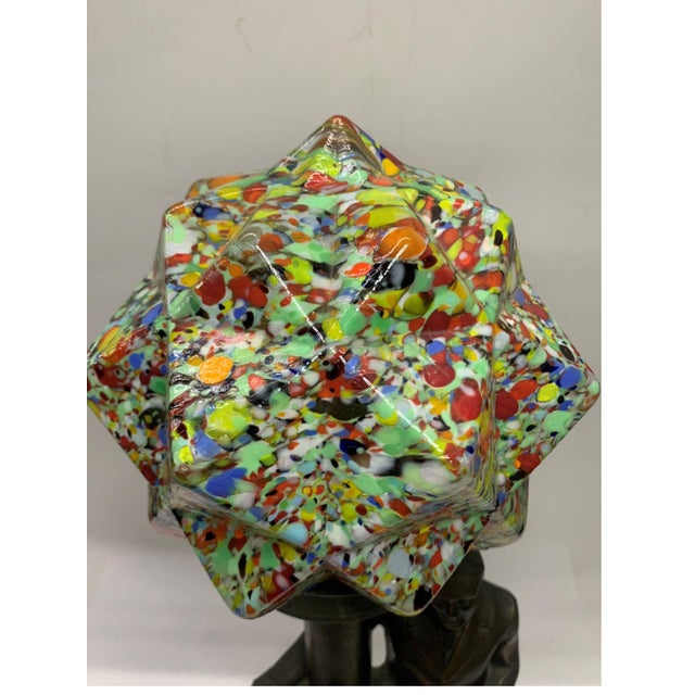 Vintage Navy Figural Nautical Table Lamp With Multi Color Arts and Crafts Glass Shade For Sale - Image 4 of 6