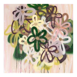 Looking Through Grandma's Window - Abstract Floral Painting on Canvas Original Artwork by Amber Goldhammer For Sale