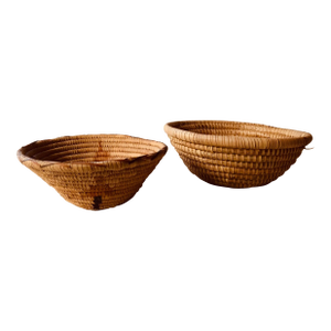 Pair of West African Sweet Grass Coil Baskets - 1960s