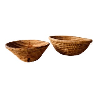West African Sweet Grass Coil Baskets - Pair For Sale
