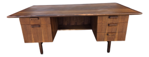 1960s Mid-Century Walnut Executive Desk Danish Modern Desk By: Hiebert