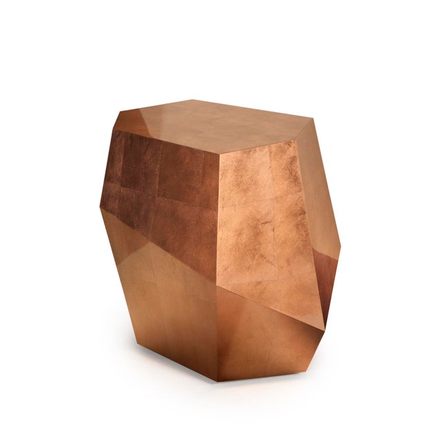 Metal Three Rocks High Side Table in Aged Copper Leaf from Insidherland For Sale - Image 7 of 7