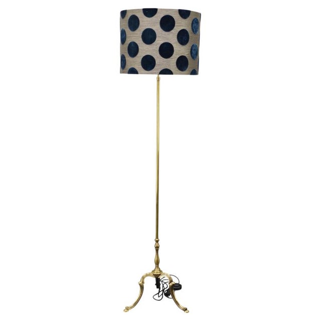 Hollywood Regency Brass Floor Lamp with Romo Shade, Italy, 1950s For Sale - Image 11 of 11