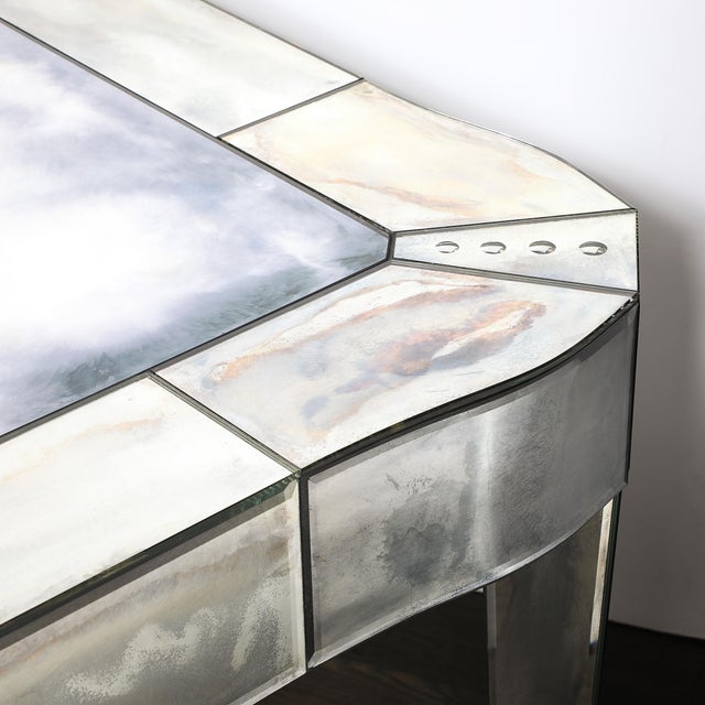 Mid-Century Modern Glamorous Smokey Mirrored Center Hall / Dining Table For Sale - Image 4 of 16