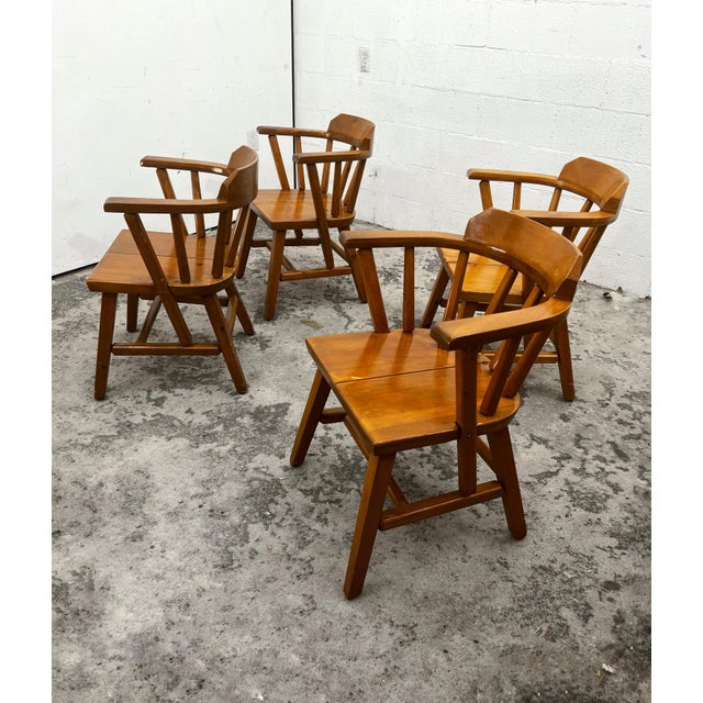 Vintage MidCentury Modern Habitant Shops Inc Chairs in Solid Knotty Pine Set of 4 Chairish