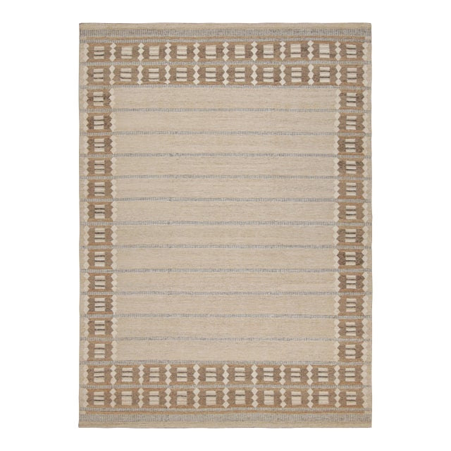 Rug & Kilim’s Scandinavian Style Rug in Beige-Brown With Geometric Patterns - 8x10 For Sale