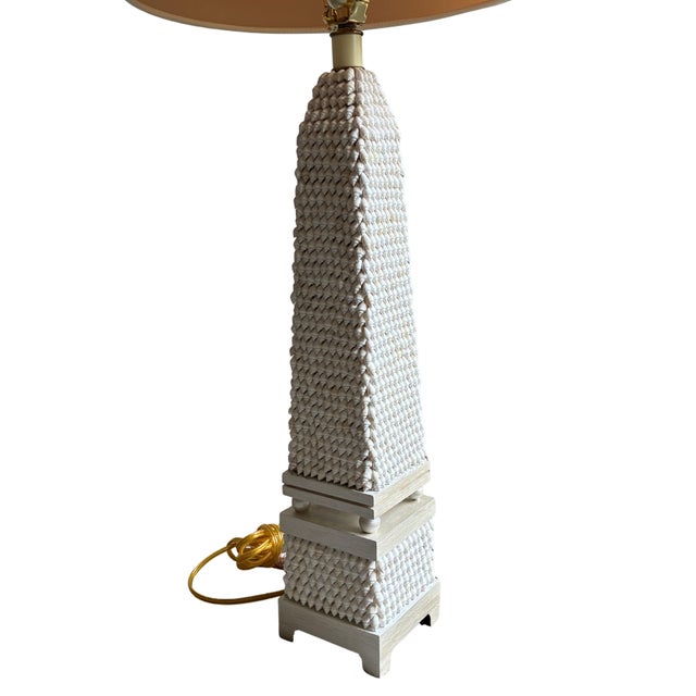 Coastal Vintage Coastal Seashell Table Lamp With Drum Shade For Sale - Image 3 of 4