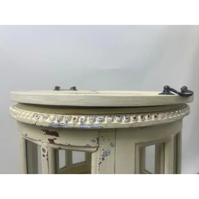 French Louis XV Provincial Style Distressed Off-White Serving Table W Tray For Sale - Image 10 of 12