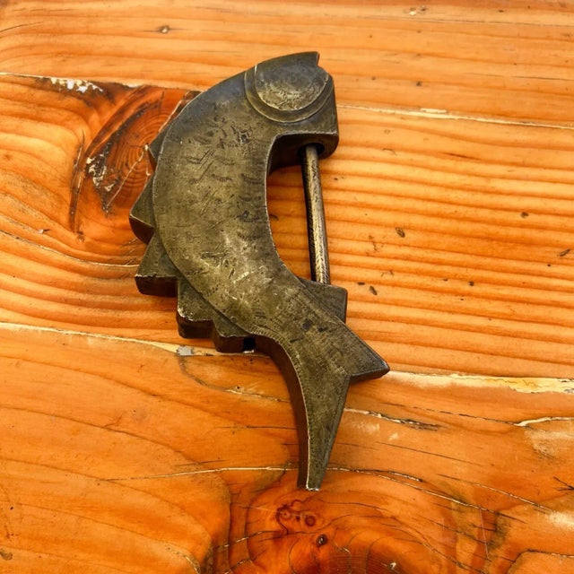 1900s Decorative Antique Brass Fish Lock Korea For Sale - Image 11 of 12
