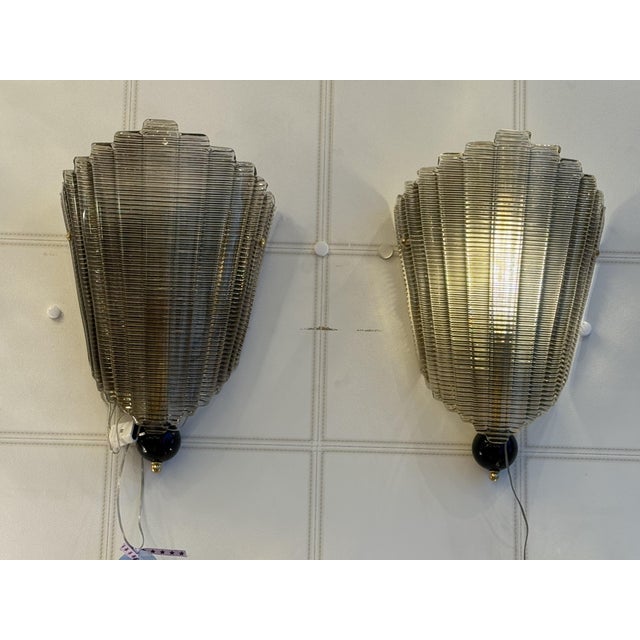 Sconces in Smoked Textured Murano Glass, 1980s, Set of 2 For Sale - Image 18 of 18