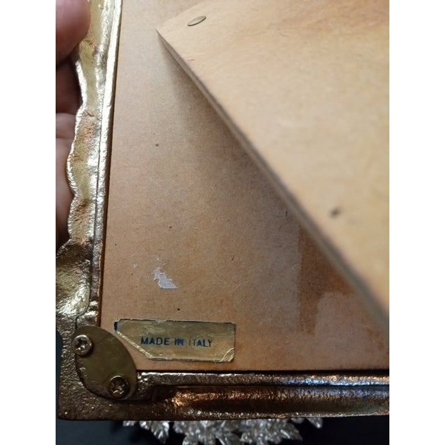 GORGEOUS Gold Patina Brass Alexi Peacock 4"x6" Photo Holder Made in Italy. Has Florentine & Hollywood Regency flair Photo...