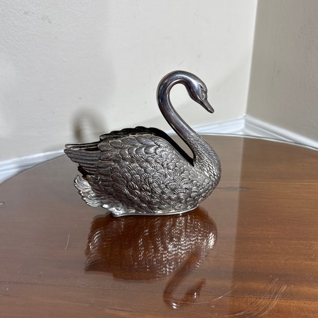 Vintage Italian Metal Swan Figurine Planter Napkin Letter Holder For Sale In Atlanta - Image 6 of 6