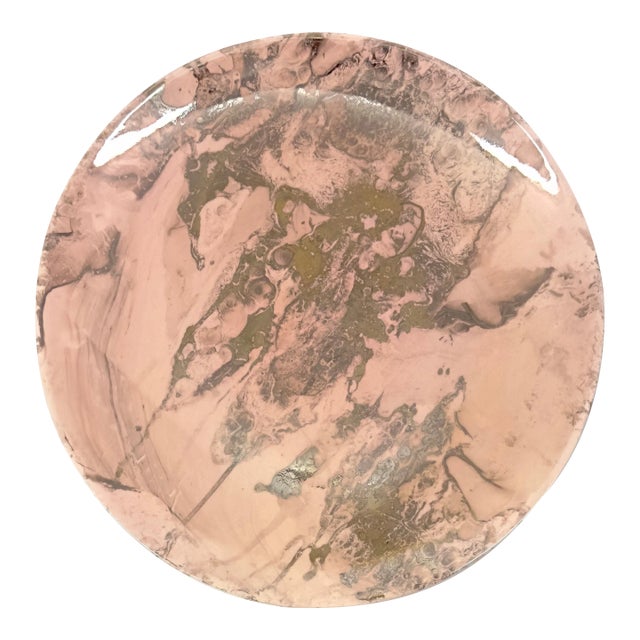 Pink & Platinum Stone-Look Porcelain Serving Platter by Sascha Brastoff For Sale