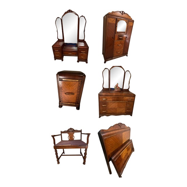 1930s Art Deco Waterfall 6 Piece Set For Sale