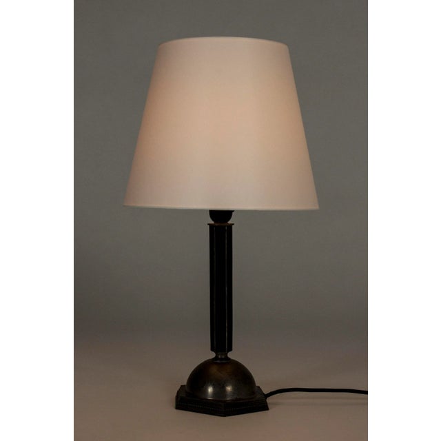Mid-Century Modern Pewter and Ebony Table Lamp from C. G. Hallberg, 1930s For Sale - Image 3 of 8