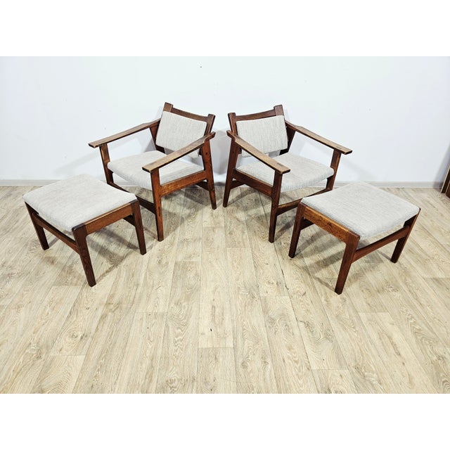 Lounge Chairs, Ottomans and Coffee Table by Heinz Heger for PGH Erzgebirgisches Kunsthandwerk, 1960s, Set of 5 For Sale - Image 10 of 18