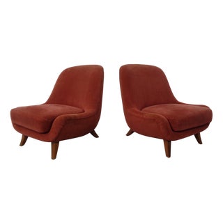 Mid-Century French Mohair Club Chairs, 1950s, Set of 2 For Sale