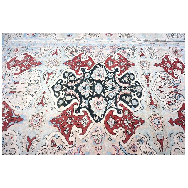 Persian Sultanabad Wool 10x14 Ivory, Blue, & Red Handmade Area Rug #1143766 For Sale - Image 9 of 14
