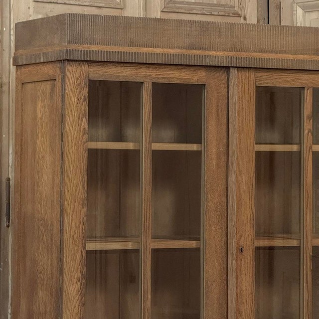 1930s Antique Dutch Art Deco Period Solid Oak Bookcase For Sale - Image 5 of 18