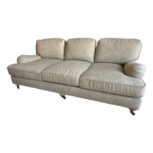 Restoration Hardware English Roll Arm Three Seat Sofa For Sale
