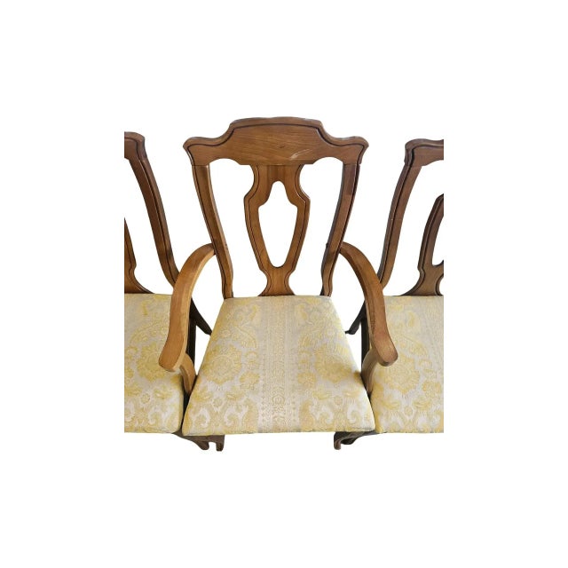 Textile Set of 5 Vintage Chippendale-Style Dining Chairs With Upholstered Seats (Very Nice) For Sale - Image 7 of 10