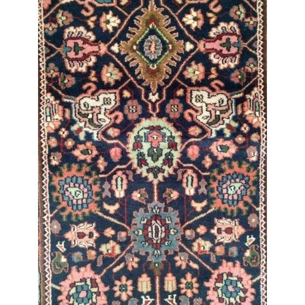 Wool pile very fine Persian Bijar style runner hand woven in India by a master weaver-