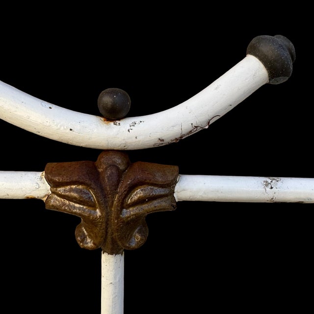 Antique Wrought Iron and White Brass Bed, 1900 For Sale - Image 15 of 16