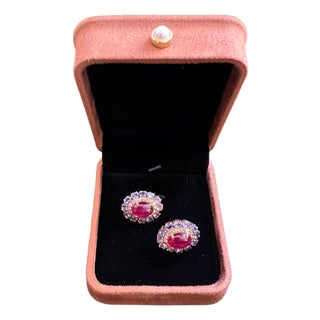 Bochic "Capri" Vintage Ruby & Multi Lavender Tanzanite Earrings Set 18K Gold & Silver For Sale