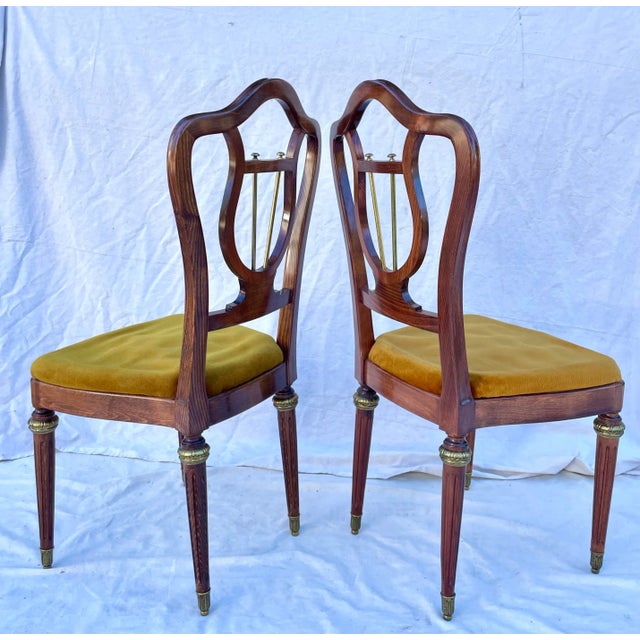 Vintage French Pair of Lyre Back Chairs With Cameo Embellishment For Sale - Image 10 of 12