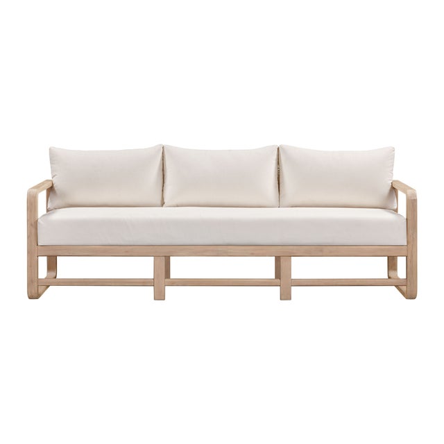 Boho Chic Palata Cream Performance Fabric Outdoor Sofa For Sale - Image 3 of 9