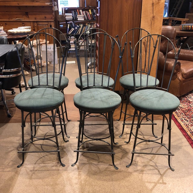 Charleston Handwrought Iron Swivel Counter Stools Set of 6