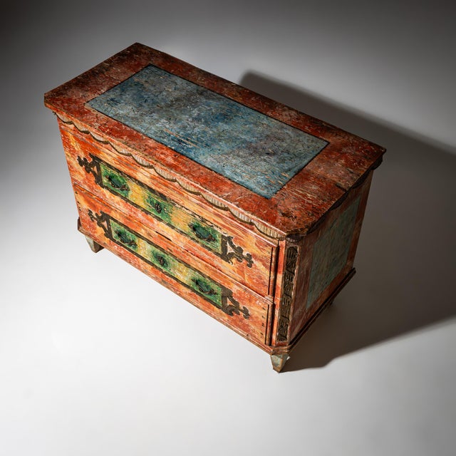 Red-Painted Commode from Irschenberg, Southern Germany, 19th Century For Sale - Image 4 of 10