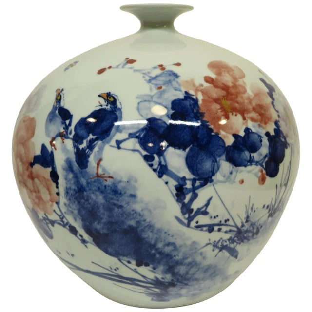 Artisan Indigo Painted Porcelain Vase For Sale - Image 10 of 10