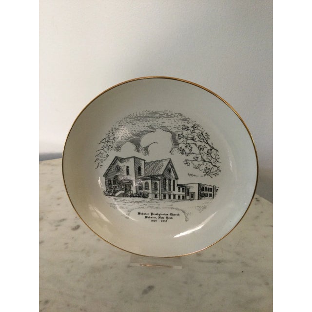 Vintage 1950 decorative plate by Art studio crystal works, made in Tennessee feature of Webster Presbyterian church, nice...