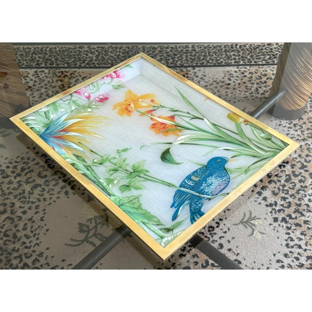 1970s 1970's Italian Lucite Brass Large Tray For Sale - Image 5 of 7