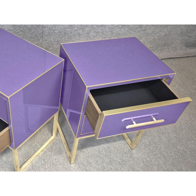 Bedside Tables in Violet Glass by Justfurnituress, Set of 2 For Sale - Image 6 of 9