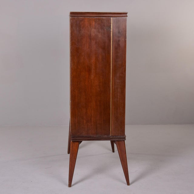 Tall Mid Century Italian Bar Cabinet With Yellow Glass Panels and Mirrored Interior For Sale - Image 10 of 12