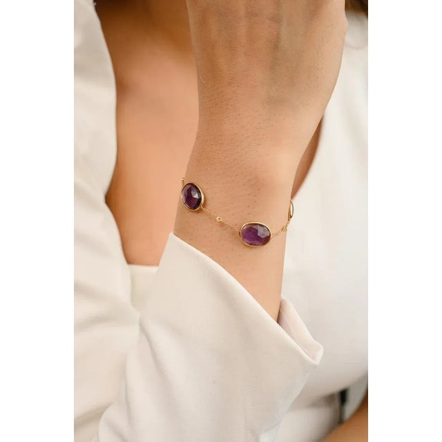 Not Yet Made - Made To Order 12.92 Ct Oval Cut Amethyst and Diamond Chain Bracelet for Women For Sale - Image 5 of 13