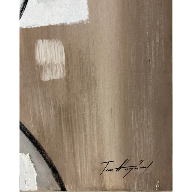 Abstract Large Tom Hayward Abstract Figural Painting, Cubist Style Faces, Neutral Tones For Sale - Image 3 of 15