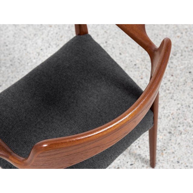 Mid-Century Danish Chair with Armrests in Teak attributed to Arne Hovmand Olsen for Mogens Kold, 1960s For Sale - Image 9 of 11